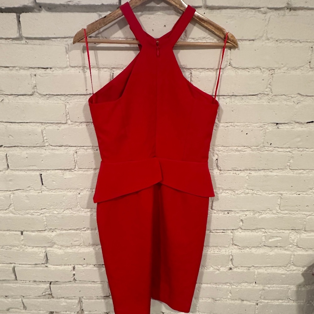Cross Neck Midi Red Cocktail Dress